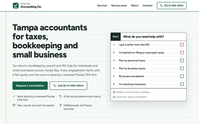 Tampa Bay Accounting Co. homepage