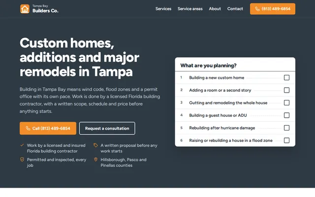 Tampa Bay Builders Co. homepage