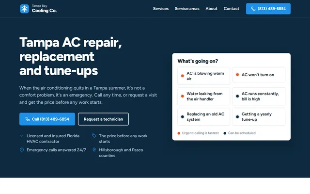 Tampa Bay Cooling Co. homepage
