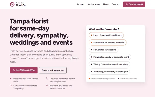 Tampa Bay Floral Co. homepage