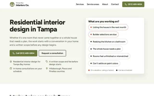 Tampa Bay Interiors Co. homepage