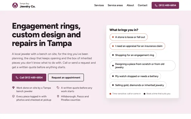 Tampa Bay Jewelry Co. homepage