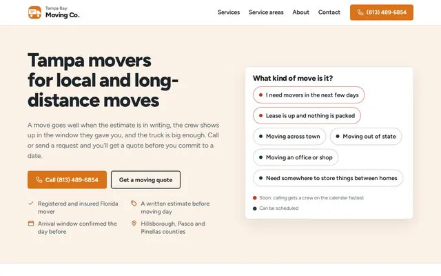 Tampa Bay Moving Co. homepage