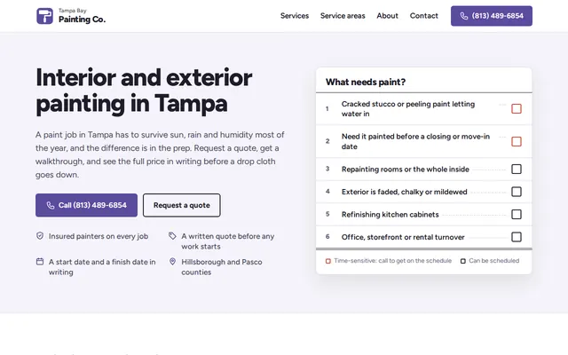 Tampa Bay Painting Co. homepage