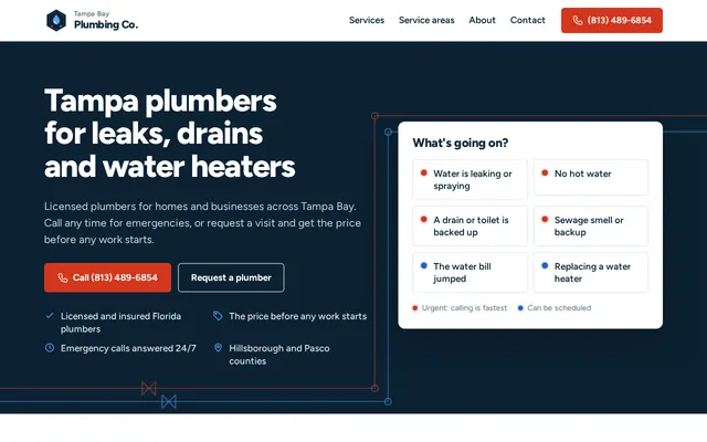 Tampa Bay Plumbing Co. homepage