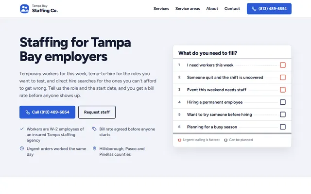 Tampa Bay Staffing Co. homepage