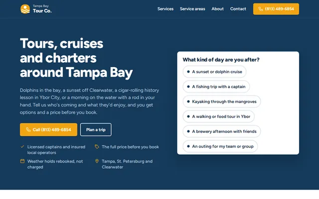 Tampa Bay Tour Co. homepage