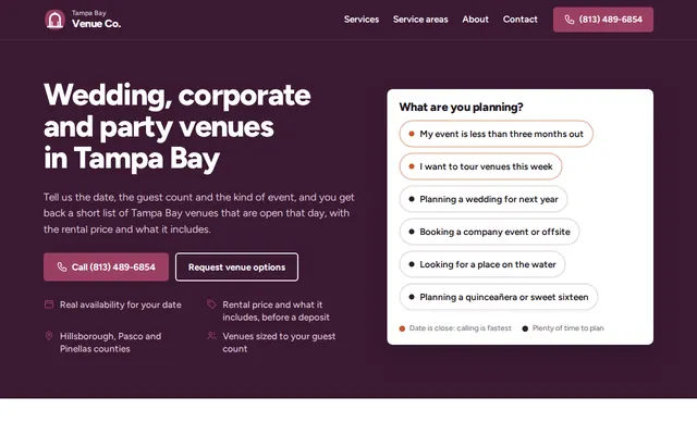 Tampa Bay Venue Co. homepage