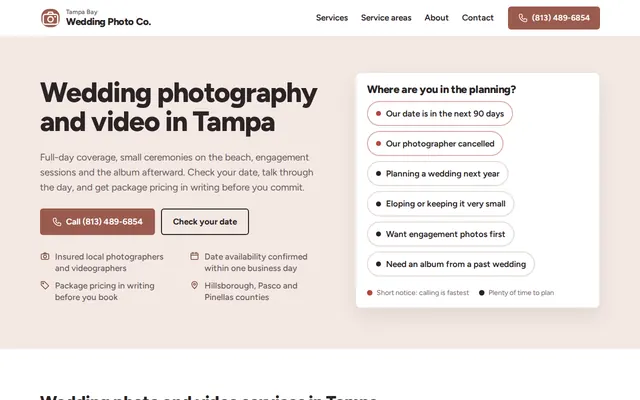 Tampa Bay Wedding Photo Co. homepage